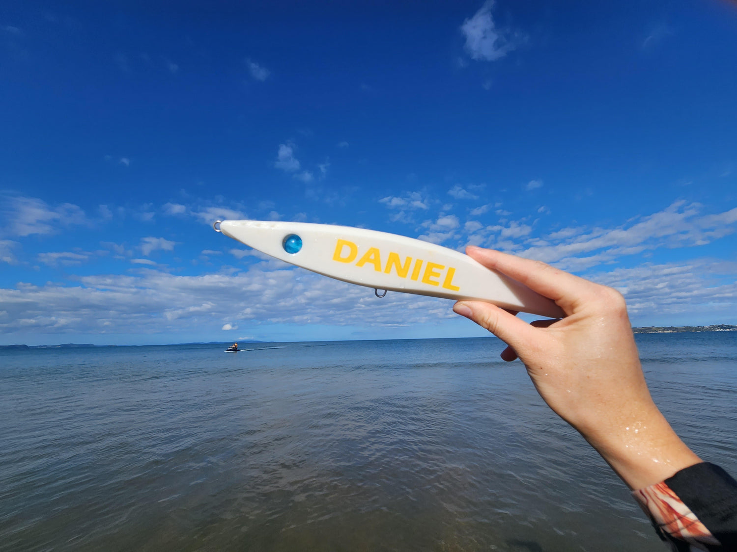 fishing custom stickbait white gold trevs lures Daniel beach